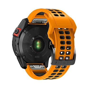 Imagem de Pulseira Esportiva Moderna compativel com Fenix 7X - Fenix 6X - Fenix 5X - Fenix 3 - Quatix 3 - Marca LTIMPORTS (EasyFit26) (Laranja+Preto)