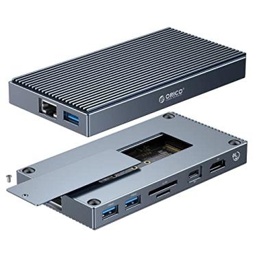 Imagem de Docking station USB C com gabinete SSD M.2, adaptador de cubo USB-C 9 em 1 ORICO com slot NVMe (até 4TB), PD 100W, 3 x 10Gbps USB3.1 USB-A, tipo-C, 4K HDMI, TF/SD, Ethernet RJ45, áudio