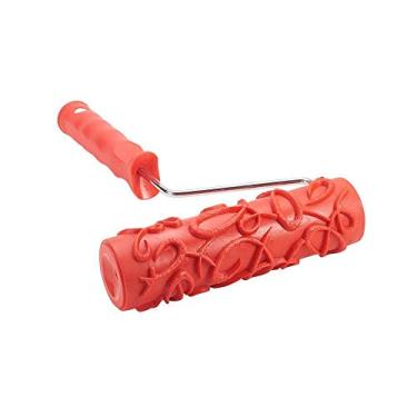 Imagem de Rolo de Parede Vermelho Pincel Rolos de Impressão Cola Macia Em Relevo Cabo Plástico Vermelho Multi-Padrão Conjunto de Tinta de Parede Ferramentas de Decoração para Casa,05