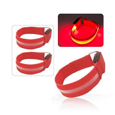 Imagem de Braçadeira de LED, pulseira recarregável USB para corrida, ciclismo, exercício, brilho, luz noturna, corrida, segurança, reflexiva, esportes, eventos, pulseiras, Vermelho