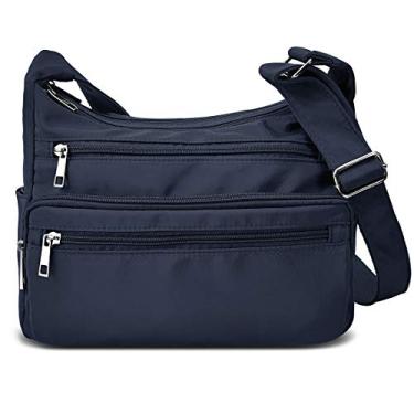Imagem de Bolsas RFID para mulheres, tecido de nylon, vários bolsos, bolsa transversal bolsa de viagem feminina, Azul, Standard Size