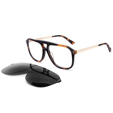 Imagem de Clipe magnético quadrado em óculos de sol para homens UV400 óculos de sol acetato, C4, preto