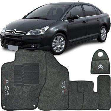 Imagem de Jogo Tapete Automotivo Carpete + Lixeira Citroen C4 Pallas 2008 à 2013 Soft Logo Bordado Grafite