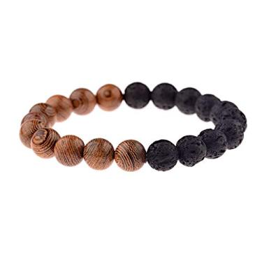 Imagem de Pulseira de ioga de contas de madeira natural de 10 mm masculina elástica budista oração pulseira de buda joia - estilo 4, Cristal