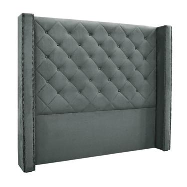 Imagem de Cabeceira King Size 2,19m Loewe Veludo Cinza - Gran Belo