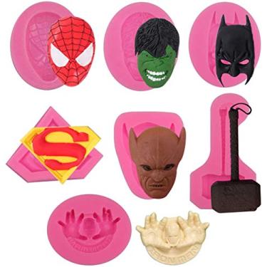 Imagem de Moldes de personagens do filme do Homem-Aranha para decoração de bolo, 7 unidades de moldes de silicone de super-herói, fondant Candy Chocolate