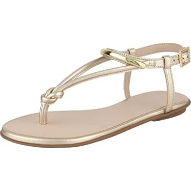 Imagem de Luz da Lua - Sandália Gladiador Marrom Feminina - Aniversário / Festa de Verão - Flat - Bico Aberto - Couro - Fivela - Sólido - Tira Simples - 52217800