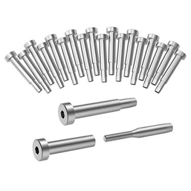 Imagem de Pacote com 20 receptores invisíveis de aço inoxidável da Blika e extremidade de pino para trilho de cabo de 3/16 polegadas, suporte de extremidade rosqueada para decada para madeira e metal