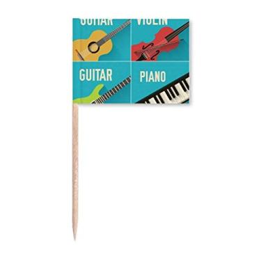 Imagem de Combinação de piano, violino, guitarra, piano, palito, bandeiras, marcador, decoração de festa