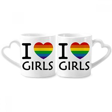 Imagem de Conjunto de canecas de porcelana para casais LGBT Transgênero coração