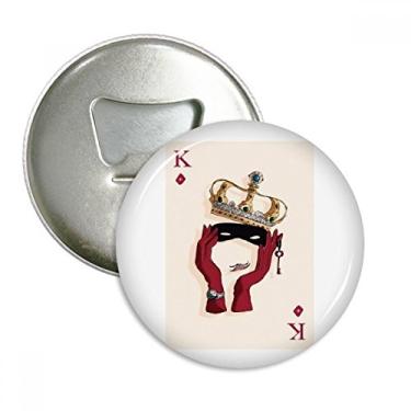 Imagem de Baralho de cartas diamante padrão K abridor de garrafas ímã de geladeira emblema multifuncional