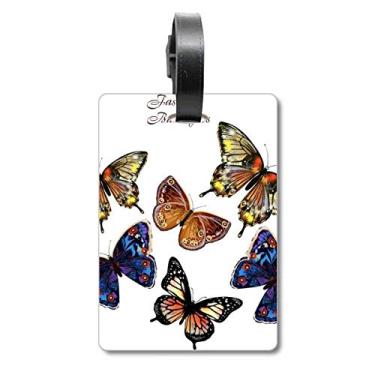 Imagem de Borboletas com Asas Maleta Etiqueta de Bagagem Cartão Pendurado Etiqueta Scutcheon, Multicolorido.