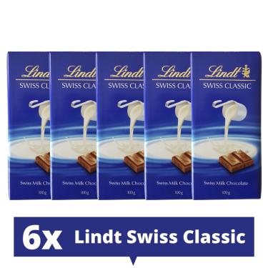 Imagem de 6x Chocolate Lindt Swiss Classic Ao Leite 100g