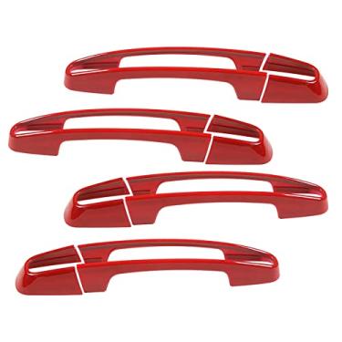 Imagem de JEZOE 4 pçs/set vermelho ABS exterior maçaneta da porta capas decorativas guarnições, apto para chevrolet camaro 2017 2018 2019 2020 2021 2022 2023