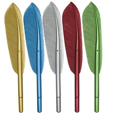 Imagem de Maydahui 20 canetas esferográficas de penas artificiais, decoração criativa de mesa, tinta preta, 5 cores para escritório, escola, professores, estudantes