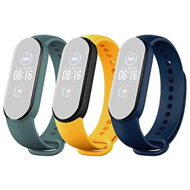 Imagem de Kit 3 Pulseiras NSmart compatível com MI BAND 5/6 + Película - Nandos-Store (Kit 3 Verde clara militar/Amarelo com preto/Azul Petróleo)