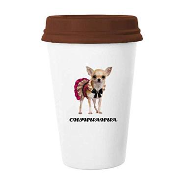 Imagem de Chihuahua Mini Eyes Art Deco Presente Caneca Moderna Café Copo Copo Cerâmica Tampa