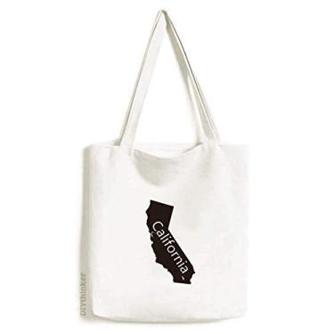 Imagem de Bolsa de lona com contorno do mapa da Califórnia dos Estados Unidos, bolsa de compras casual