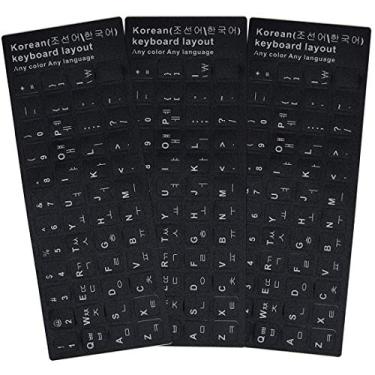 Imagem de Garasani Pacote com 3 Adesivos de Teclado Coreano, Branco