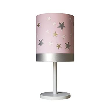 Imagem de Abajur Infantil Estrelas Base Branca Cúpula 20x43 Cor: Rosa