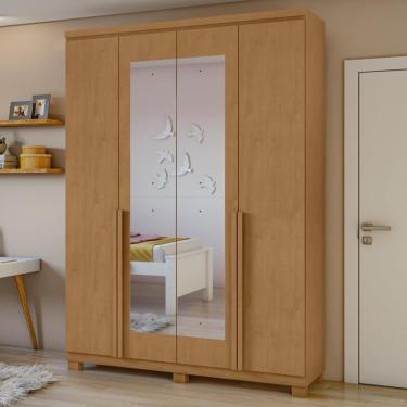 Imagem de Guarda Roupa Casal com Pés 2 Portas 6 Gavetas Toronto Flex Lopas - Amêndoa Clean