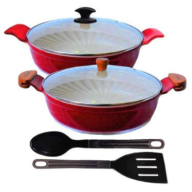 Imagem de Jogo Frigideiras Antiaderente Marmorizado AAeAM 30cm T02 N04