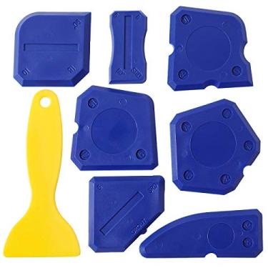 Imagem de Kit de ferramentas de calafetagem de silicone com 8 peças, ferramentas de calafetagem para selante de silicone, acabamento de argamassa (azul)