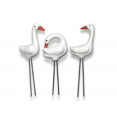 Imagem de Trio De Garça Em Cerâmica Pequeno Decoração Vaso Casa Jardim