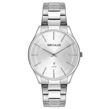 Imagem de Relógio Seculus Masculino Ref: 77182g0svna1 Slim Prateado