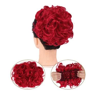 Imagem de Mulheres Bun Scrunchies Pente Presilha em Rabo de Cavalo Extensões para Mulheres Extensões de Coque Cacheado Desarrumado Peruca Sintética Updo Chignons Cabelo Esticável Fácil Pão (Color : Red)