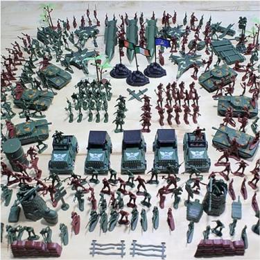 Imagem de Conjunto militar masculino do exército de 307 peças, homens do exército de plástico, além de veículos de brinquedo militar fundido, aeronaves e barcos - fingir base do exército da segunda gu