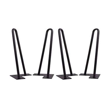 Imagem de Conjunto de 4 pernas de sofá de madeira, pés de móveis de mesa de café afunilados, pernas de substituição de armário, com placa de montagem e parafusos e tapetes antiderrapantes para sofá mesa cadeira