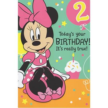 Imagem de Minnie Mouse Cartão Happy 2nd Second Birthday (Idade 2) - Hoje é seu aniversário! É realmente verdade! Adeus a um, Olá a dois! Happy Birthday!