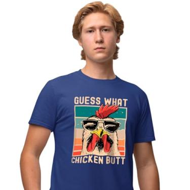 Imagem de Camisa Camiseta Genuine Grit Masculina Estampada Algodão 30.1 Guess What Chicken Butt - P - Azul Marinho