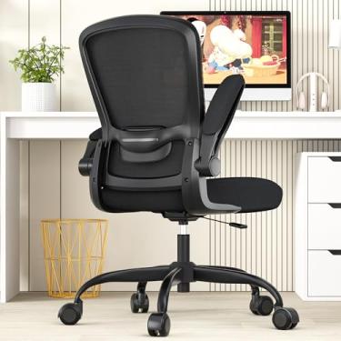 Imagem de Cadeira de escritório, cadeira de mesa ergonômica com suporte lombar ajustável, cadeira de computador de malha com encosto alto com apoios de braço articulados-cadeiras de tarefa (Moderno, preto)