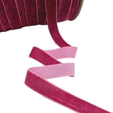 Imagem de Fita de veludo fúcsia de 50 metros, fita vintage para embrulho de presente, fitas para artesanato, ornamentos de tecido de veludo para decoração de árvore de Natal, guirlanda, guirlanda de flores,