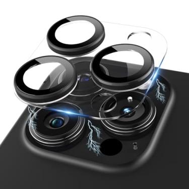Imagem de Kanosan Para iPhone 15 Pro/iPhone 15 Pro Max Protetor de lente de câmera, acrílico transparente Plus anel de liga de alumínio 9H capa de câmera de tela de vidro temperado para iPhone 15 Pro Max/iPhone 15 Pro, preto