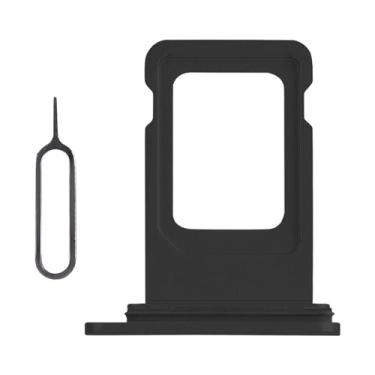 Imagem de Risidamoy Suporte de bandeja de cartão SIM preto para iPhone XR Substituição Versão SIM único para iPhoneXR Slot para cartão com anel de borracha à prova d'água Kit de reparo de reparo Ferramenta de