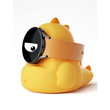 Imagem de ELETIUO Carregador compatível com Samsung Galaxy Watch 5 (40, 44 mm)/Galaxy Watch 5 Pro (45 mm), base de carregamento com silicone antiderrapante e compartimento para gerenciamento de cabos, amarelo