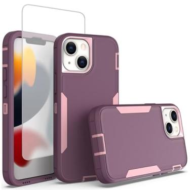 Imagem de Sidande Capa para iPhone 11 6,1 polegadas Apple 11 com protetor de tela de vidro temperado, suporte de camada dupla resistente magnético para carro capa protetora para iPhone 11 roxo rosa
