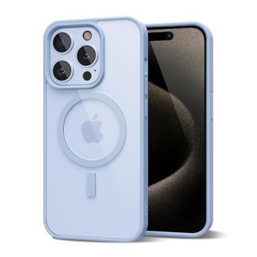 Imagem de oakxco Capa para iPhone 15 Pro Max, magnética transparente, compatível com Magsafe, fina, fina, transparente, não amarela, amortecedor de silicone macio Hybird e capa protetora de plástico rígido para