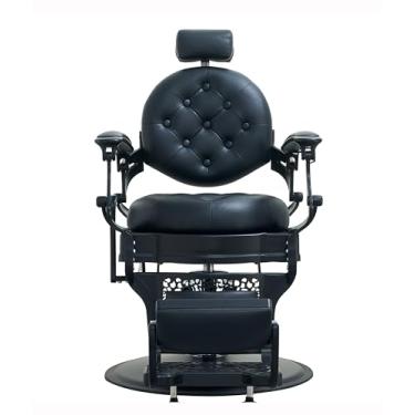 Imagem de Ainilaily Cadeira de salão de barbeiro, cadeira de cabeleireiro reclinável vintage para salão de beleza, spa, barbearia, maquiagem e corte de tatuagem (preto)