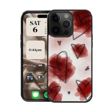 Imagem de CREFORKIAL Linda capa de telefone estética coração vermelho para iPhone 15 Plus, capa rígida para iPhone 15 Plus, capa protetora fina à prova de choque TPU macio bumper + traseira rígida de alumínio