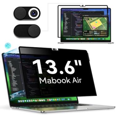 Imagem de Protetor de tela de privacidade compatível com MacBook Air M2 13,6 polegadas (versão 2022), fácil de ligar/desligar, antiespião, luz azul, filtro de privacidade para laptop para Apple Mac Air 33.0 cm