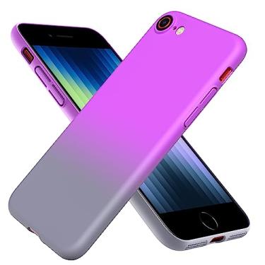Imagem de YSLBWLE Capa para iPhone SE 2022/3rd/2020, capa para iPhone 8/7, nova capa fina projetada, [proteção contra quedas de grau militar de 3 metros], com protetor de lente, gradiente, roxo + preto7-IP8g-04