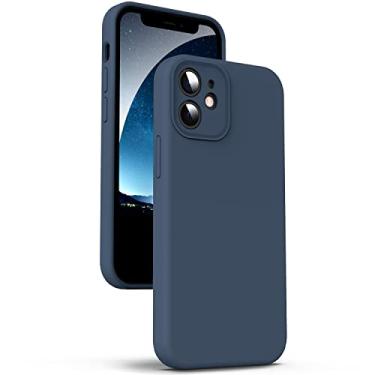 Imagem de Supdeal Capa de silicone líquido para iPhone 12 Mini, [proteção da câmera] [antiimpressão digital] Capa protetora de 4 camadas para celular, capa de microfibra integrada, 5,4 polegadas, azul