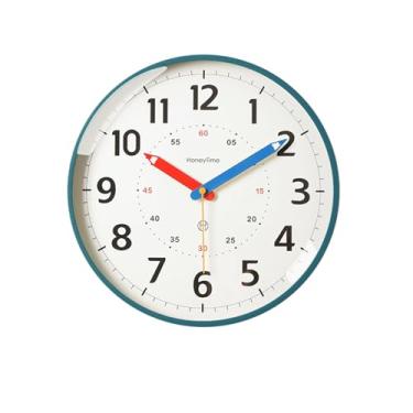 Imagem de Relógio de parede redondo silencioso de quartzo relógio de parede sem tique-taque operado por bateria relógio clássico simples decorativo relógio de parede fácil de ler para casa, cinza, 25,4 cm (azul
