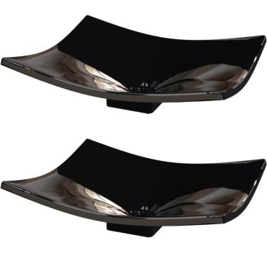Imagem de Kit 02 Cubas De Apoio Banheiro Lavabo C01 Folha F44 Preto