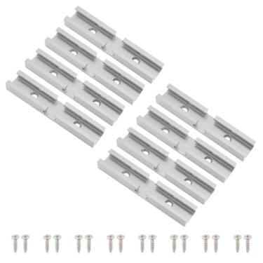 Imagem de SeekLiny 8 peças de interseção em T para marcenaria com parafusos, perfil de gabarito de corte duplo universal T-Tracks prata