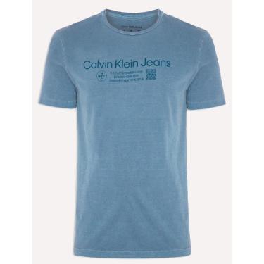Imagem de Camiseta Calvin Klein Jeans Masculina Logo QR Code Pigmento Azul Médio-Masculino